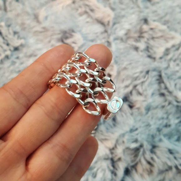 Chanel triple chain CC turn lock silver bracelet - Picture 8 of 15